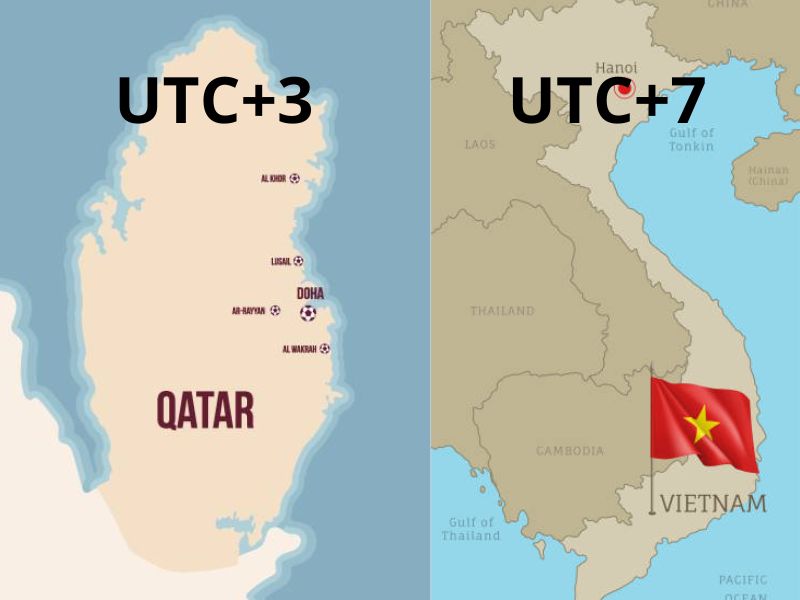 Múi giờ Qatar và Việt Nam chênh lệch 4 giờ